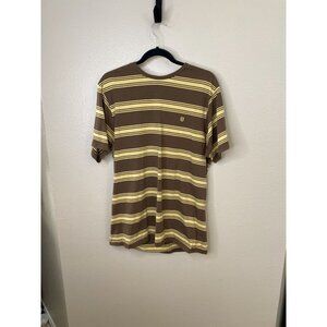 Brixton Mens Brown & Yellow Striped Short-Sleeve T-Shirt Standard Fit L Soft